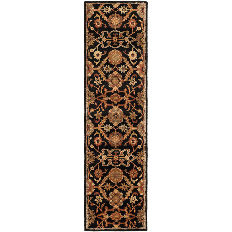 Redwood Hand Tufted Wool Black and Rust Red Oriental Rug