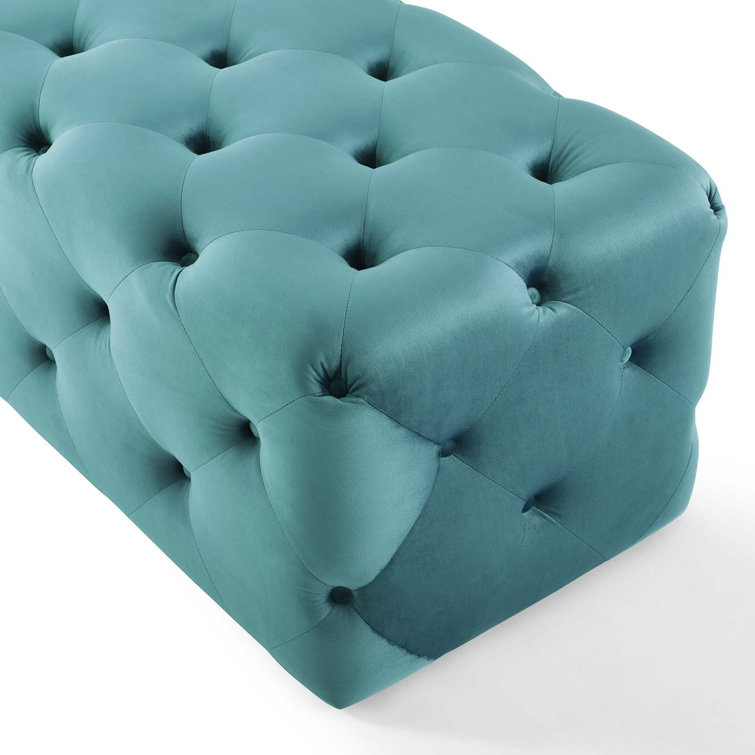 Amour Sea Blue 48" Tufted Velvet Entryway Bench