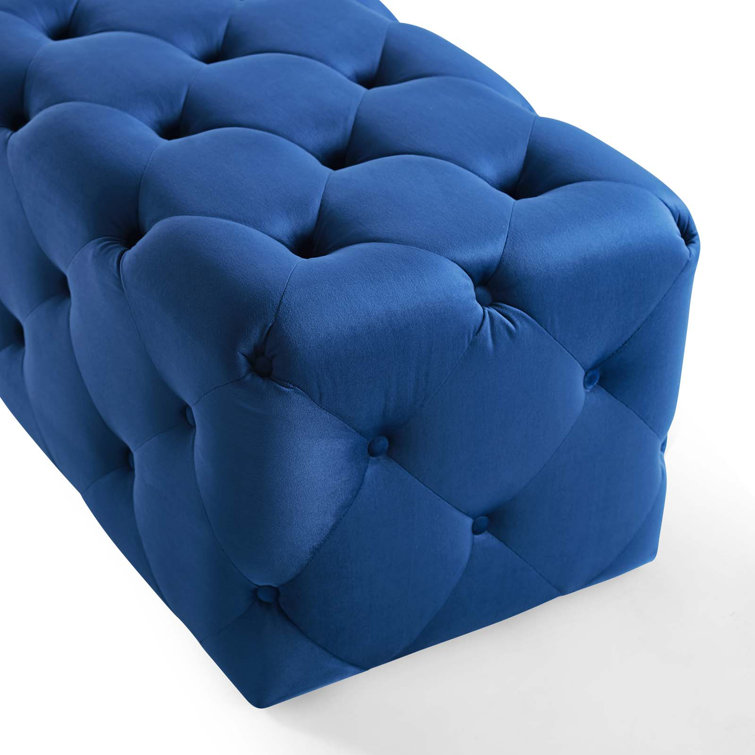 Navy 48-inch Luxe Velvet Tufted Entryway Bench with Dense Foam Padding