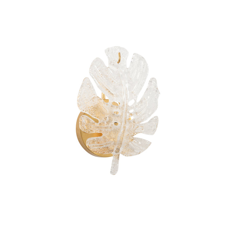 Antique Gold Leaf Direct Wired 10.5" Sconce with Frosted Glass