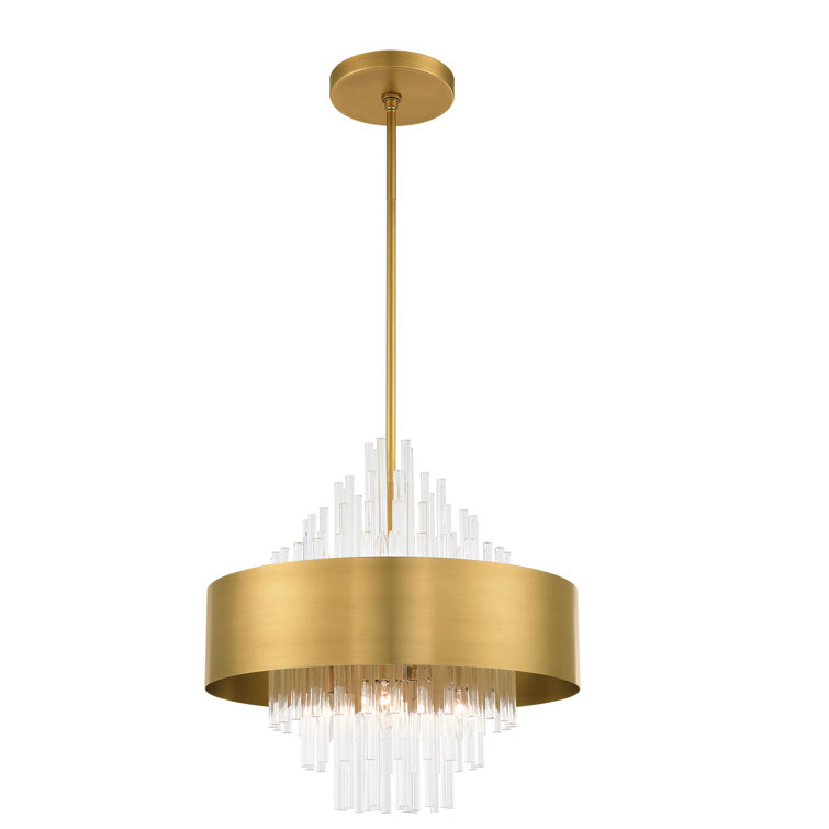 Elegant Orenburg 8-Light Natural Brass Pendant with Crystal Rods