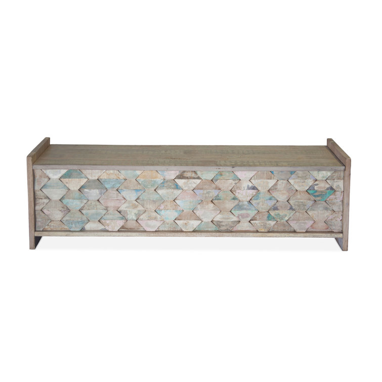 Cordoba Reclaimed Teak Wood Storage Bench with Geometric Design