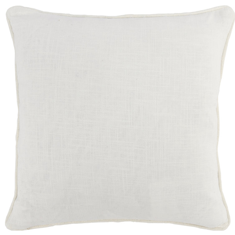 Kassia Blue Embroidered Linen Square Throw Pillow