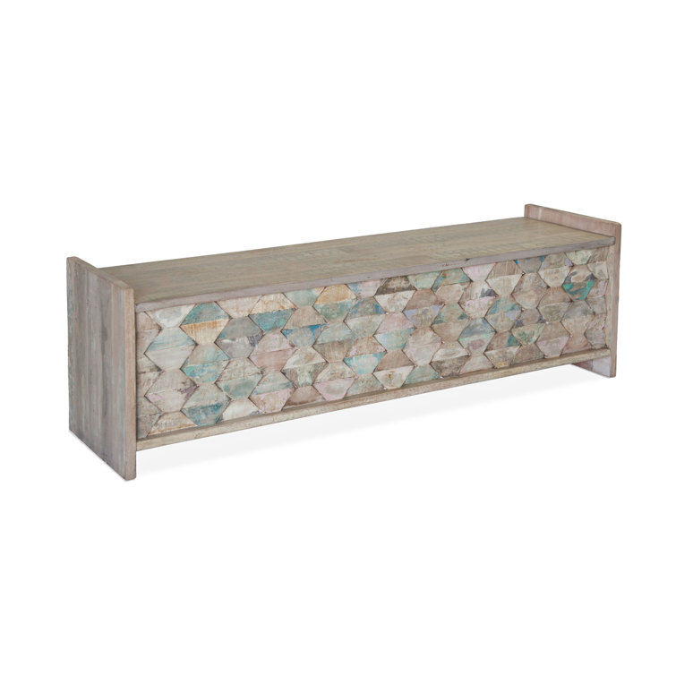 Cordoba Reclaimed Teak Wood Storage Bench with Geometric Design