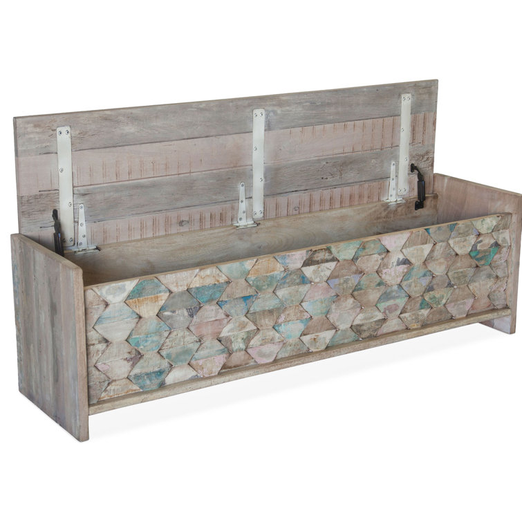 Cordoba Reclaimed Teak Wood Storage Bench with Geometric Design