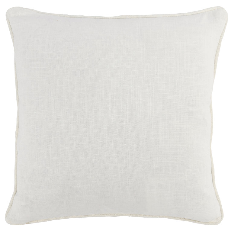 Kassia Gray Embroidered Linen Square Throw Pillow