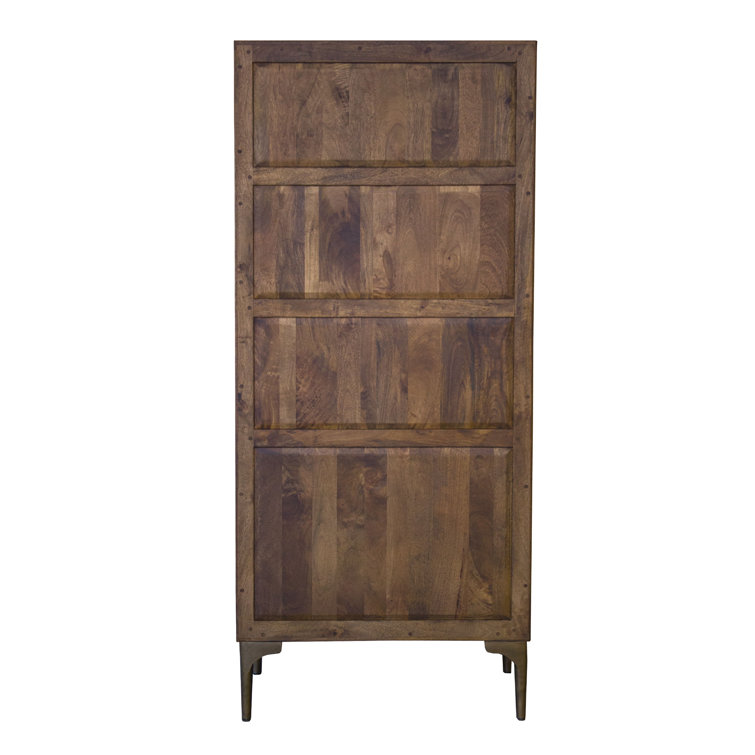 Santa Cruz Vertical Mango Wood Bookcase with Iron Accents