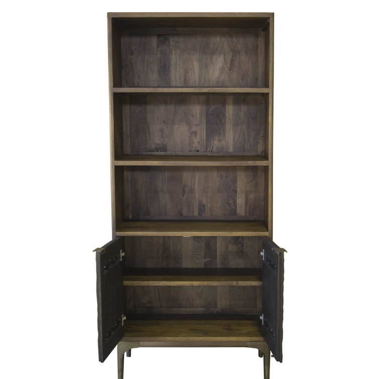 Santa Cruz Vertical Mango Wood Bookcase with Iron Accents