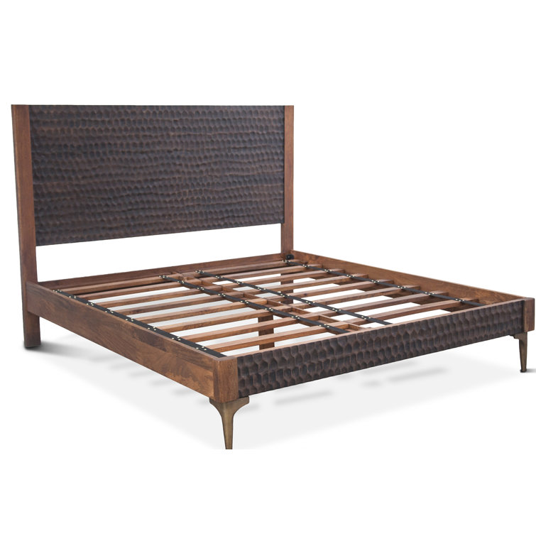 Santa Cruz King Platform Bed with Hand-Carved Wood and Iron Accents