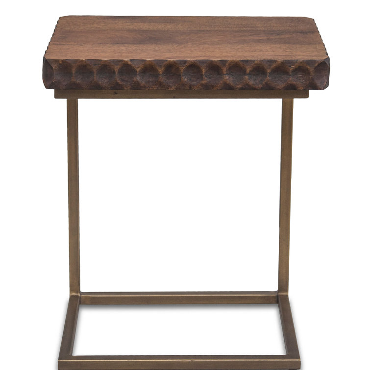 Vallarta Medium Brown Mango Wood and Metal Side Table