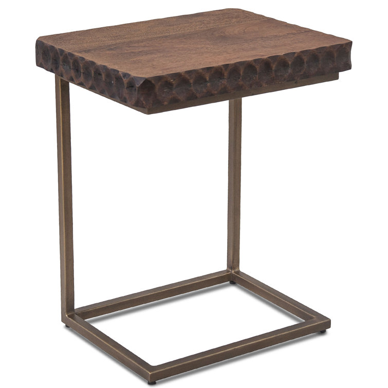 Vallarta Medium Brown Mango Wood and Metal Side Table