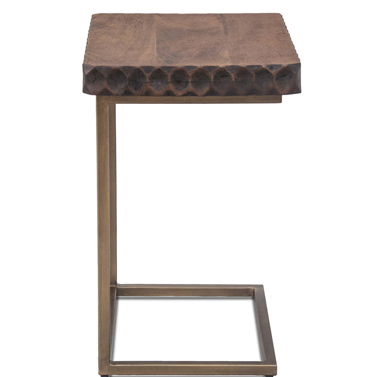 Vallarta Medium Brown Mango Wood and Metal Side Table