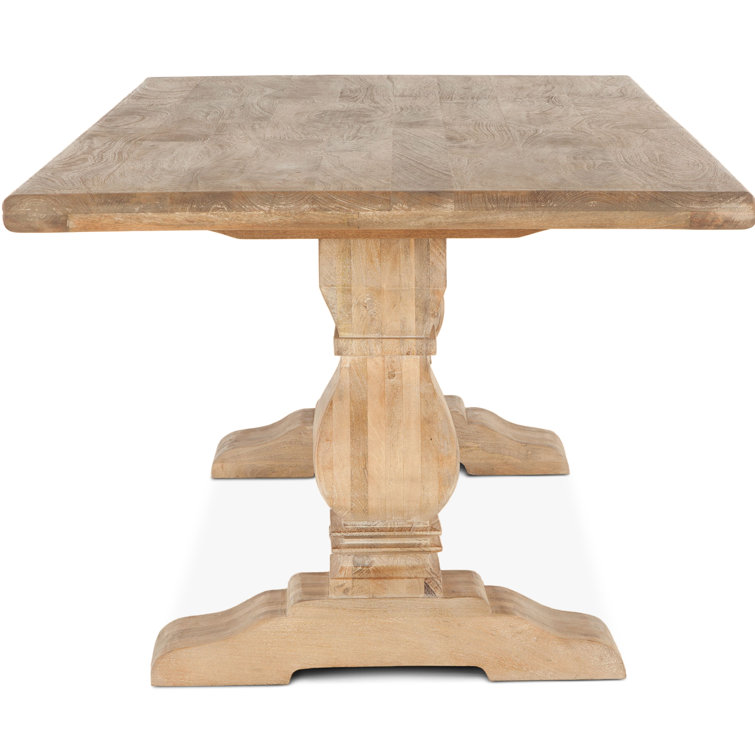 Natural Mango Wood Rectangular Trestle Dining Table