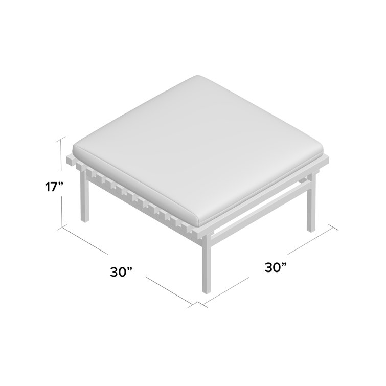 Sunbrella Linen Teak and Aluminum Outdoor Ottoman