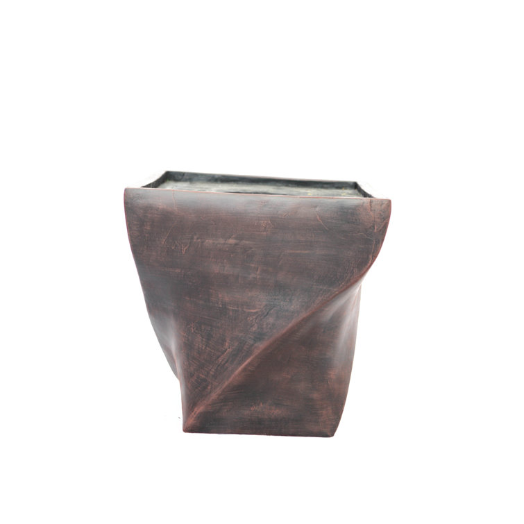 17.5'' Square Black/Bronze Fiberstone Indoor/Outdoor Planter