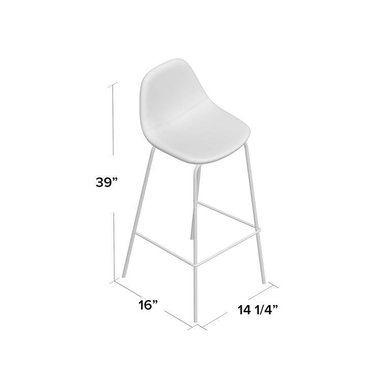 White Boucle Upholstered Counter Stools with Steel Frame, Set of 2