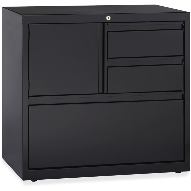 Black Steel 3-Drawer Lockable Lateral File Cabinet