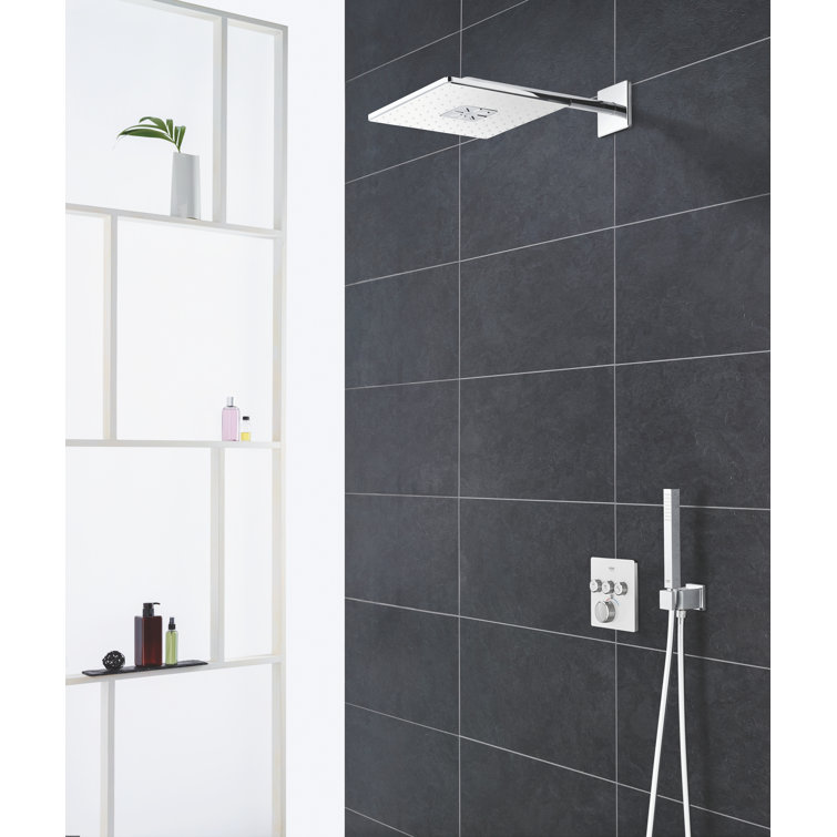 Moon White Metal Wall-Mounted Shower Trim with Push-button Diverter