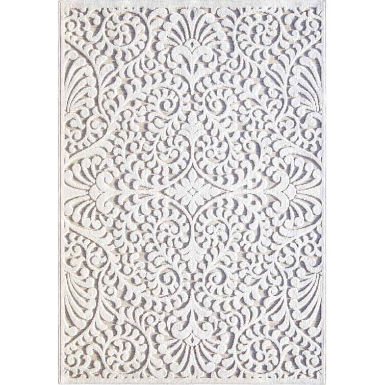 Natural Driftwood Floral Rectangular Synthetic Indoor/Outdoor Area Rug