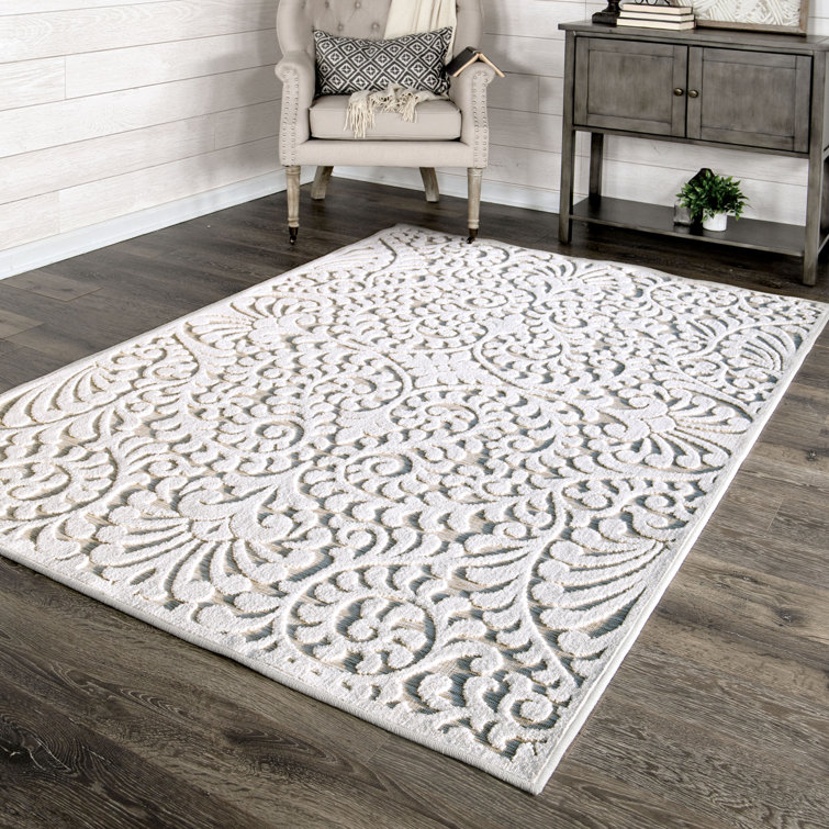 Natural Driftwood Floral Rectangular Synthetic Indoor/Outdoor Area Rug
