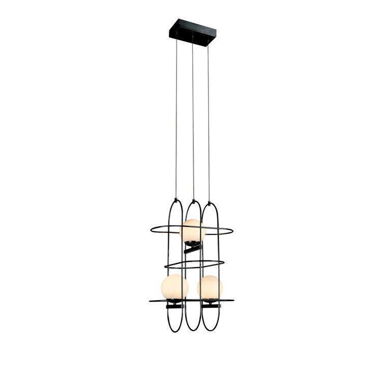 Lyra 16" Modern Adjustable Black Aluminum & Glass LED Chandelier