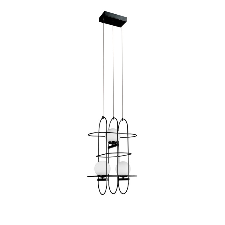 Lyra 16" Modern Adjustable Black Aluminum & Glass LED Chandelier