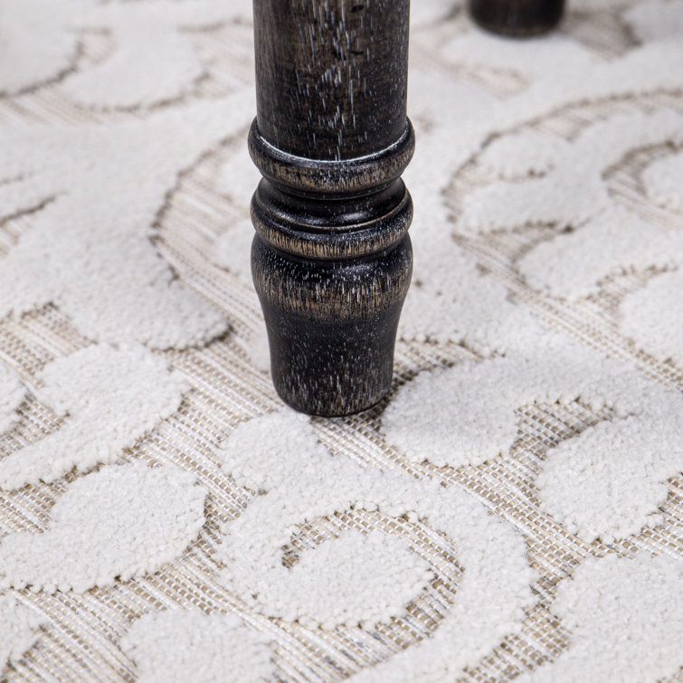 Natural Driftwood Floral Rectangular Synthetic Indoor/Outdoor Area Rug