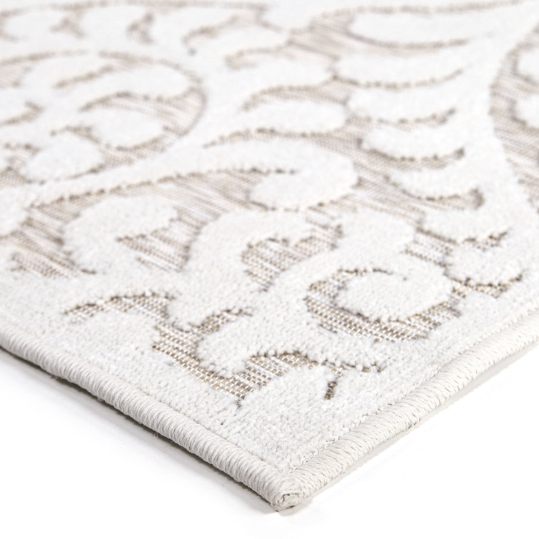 Natural Driftwood Floral Rectangular Synthetic Indoor/Outdoor Area Rug
