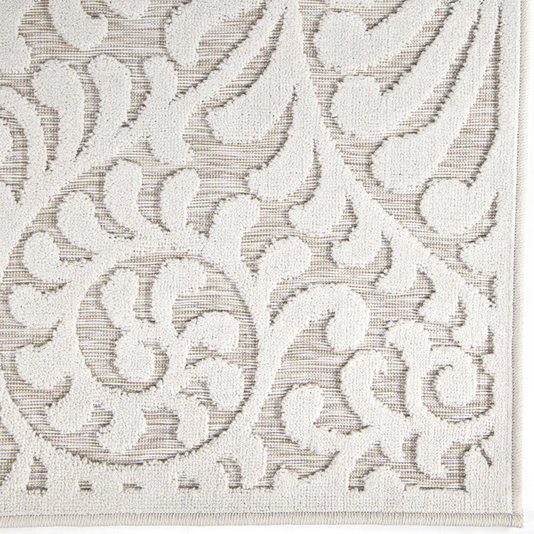 Natural Driftwood Floral Rectangular Synthetic Indoor/Outdoor Area Rug