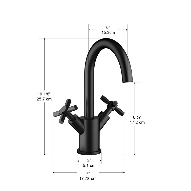 Matte Black Brass Double Handle Bathroom Faucet