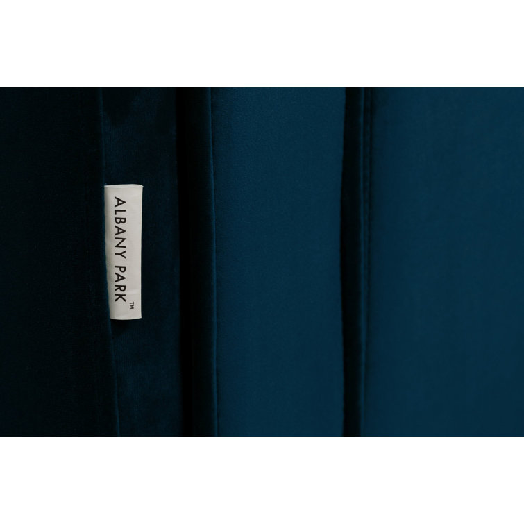 Blue Velvet and Gold Handcrafted Mid-Century Modern Accent Chair