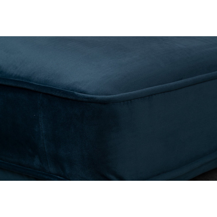 Blue Velvet and Gold Handcrafted Mid-Century Modern Accent Chair