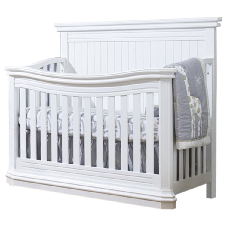 White Pine Wood 4-in-1 Convertible Crib with Slatted Design