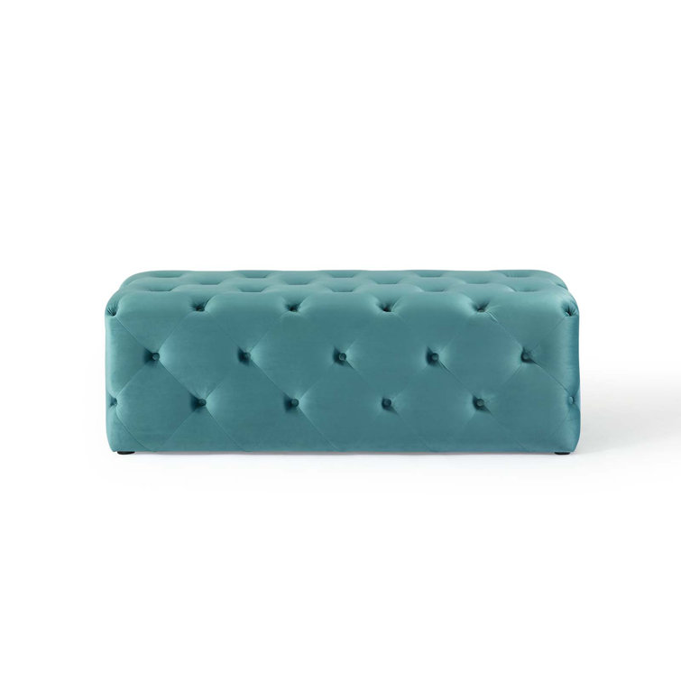 Amour Sea Blue 48" Tufted Velvet Entryway Bench