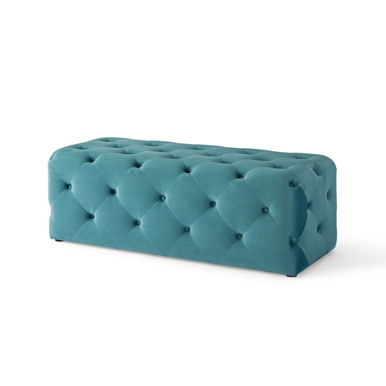 Amour Sea Blue 48" Tufted Velvet Entryway Bench