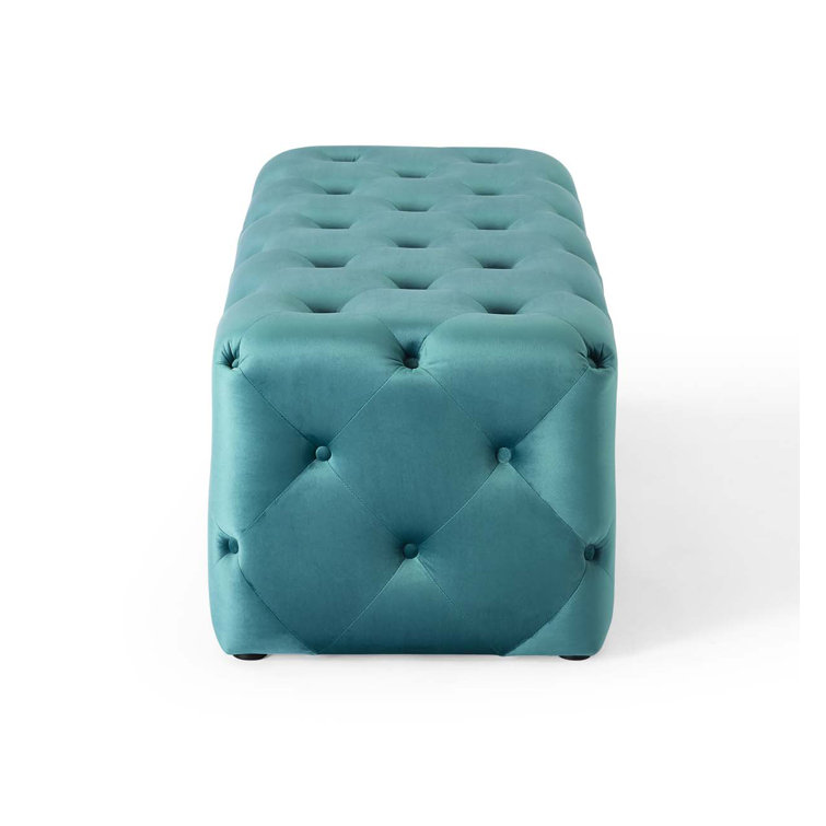 Amour Sea Blue 48" Tufted Velvet Entryway Bench