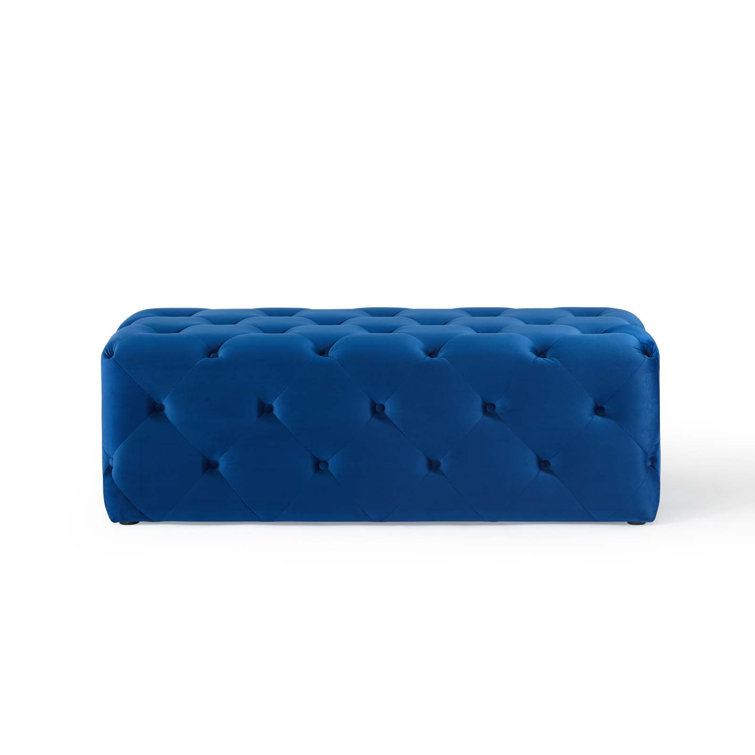Navy 48-inch Luxe Velvet Tufted Entryway Bench with Dense Foam Padding