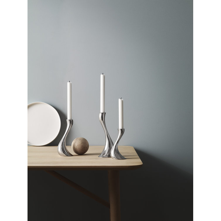 Cobra Curved Stainless Steel Dramatic Candlestick