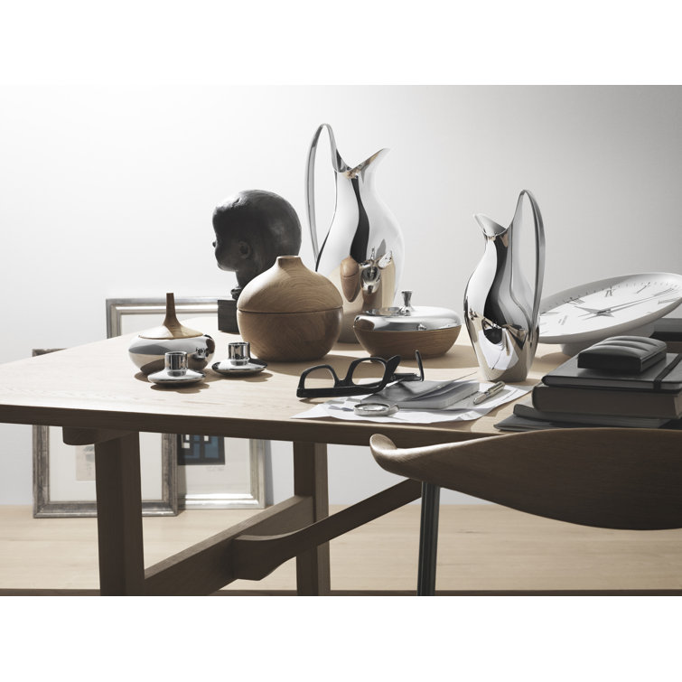 Scandinavian Silver Stainless Steel & Oak Candy Bowl