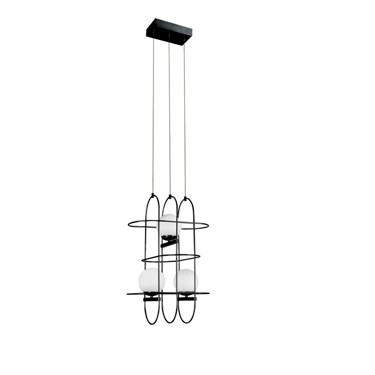 Lyra 16" Modern Adjustable Black Aluminum & Glass LED Chandelier