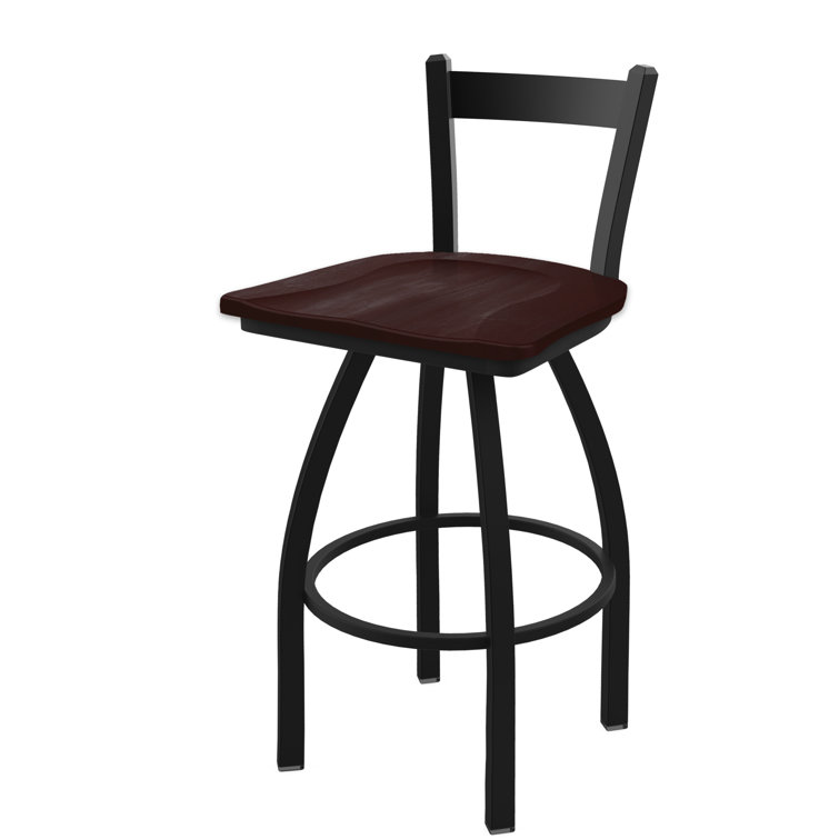 Transitional 25" Anodized Nickel & Dark Cherry Maple Swivel Counter Stool