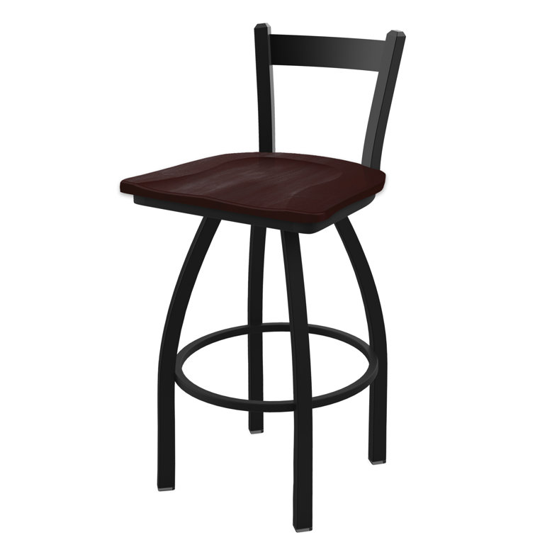 Transitional 25" Anodized Nickel & Dark Cherry Maple Swivel Counter Stool
