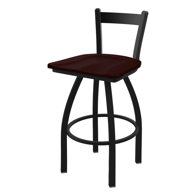 Transitional 25" Anodized Nickel & Dark Cherry Maple Swivel Counter Stool
