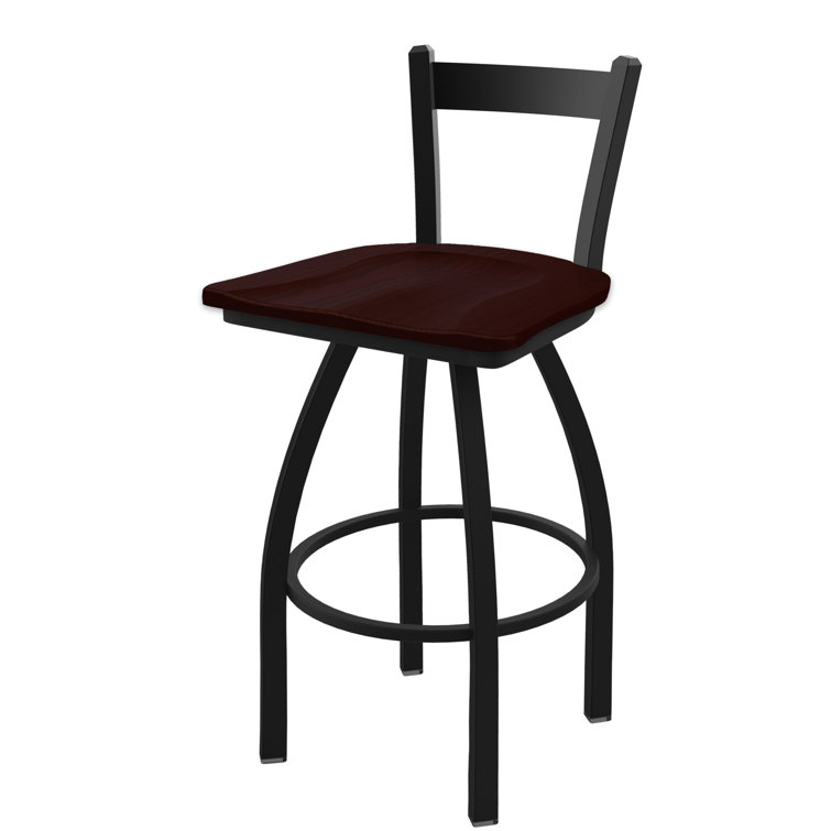Transitional 25" Anodized Nickel & Dark Cherry Maple Swivel Counter Stool