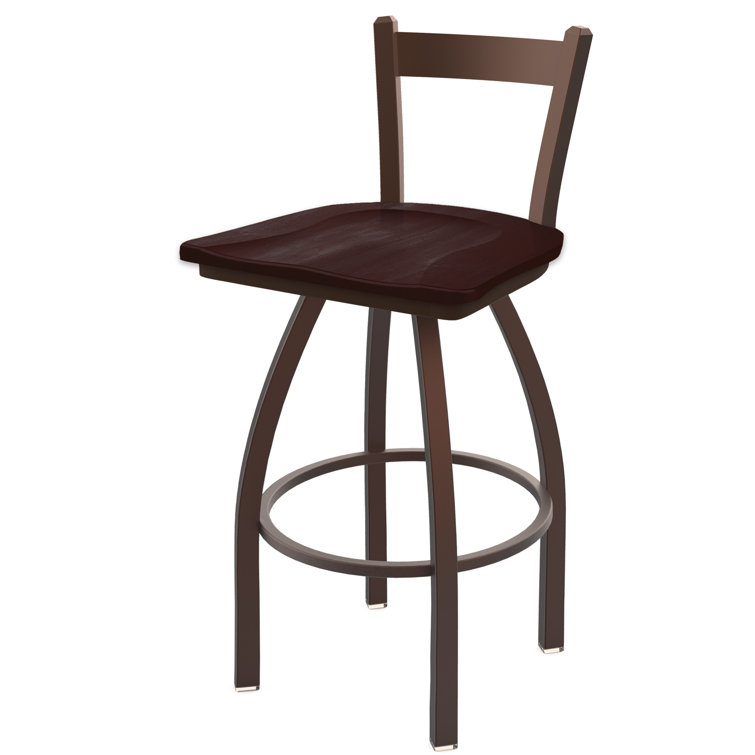 Transitional 25" Anodized Nickel & Dark Cherry Maple Swivel Counter Stool