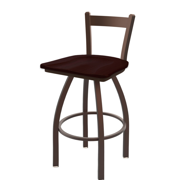 Transitional 25" Anodized Nickel & Dark Cherry Maple Swivel Counter Stool