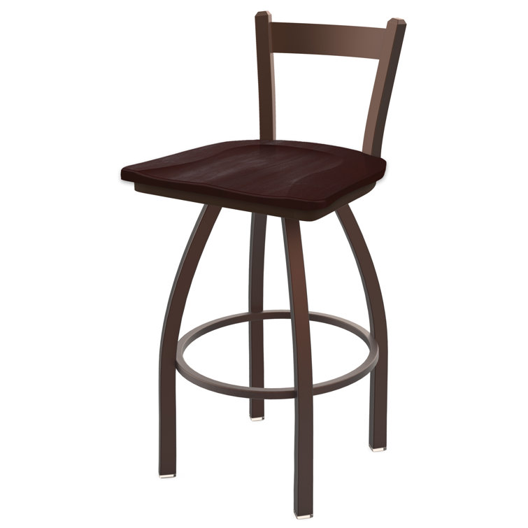 Transitional 25" Anodized Nickel & Dark Cherry Maple Swivel Counter Stool