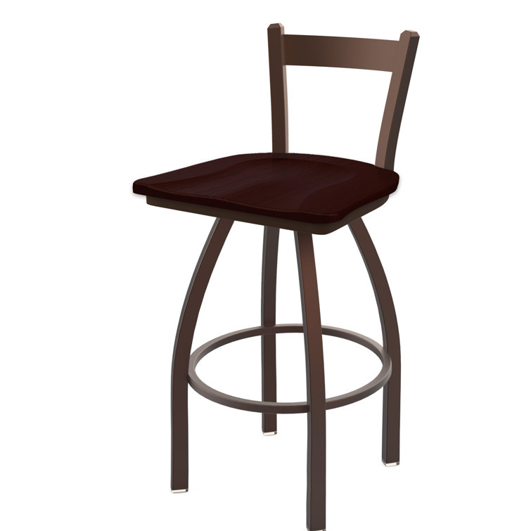 Transitional 25" Anodized Nickel & Dark Cherry Maple Swivel Counter Stool