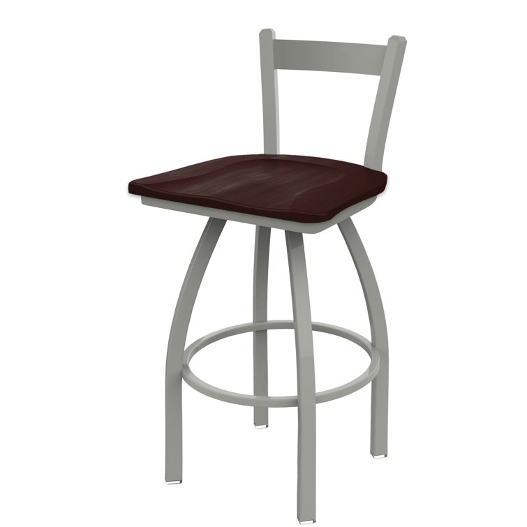 Transitional 25" Anodized Nickel & Dark Cherry Maple Swivel Counter Stool