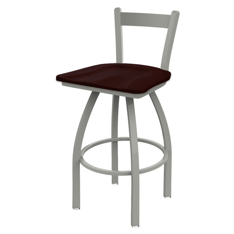 Transitional 25" Anodized Nickel & Dark Cherry Maple Swivel Counter Stool